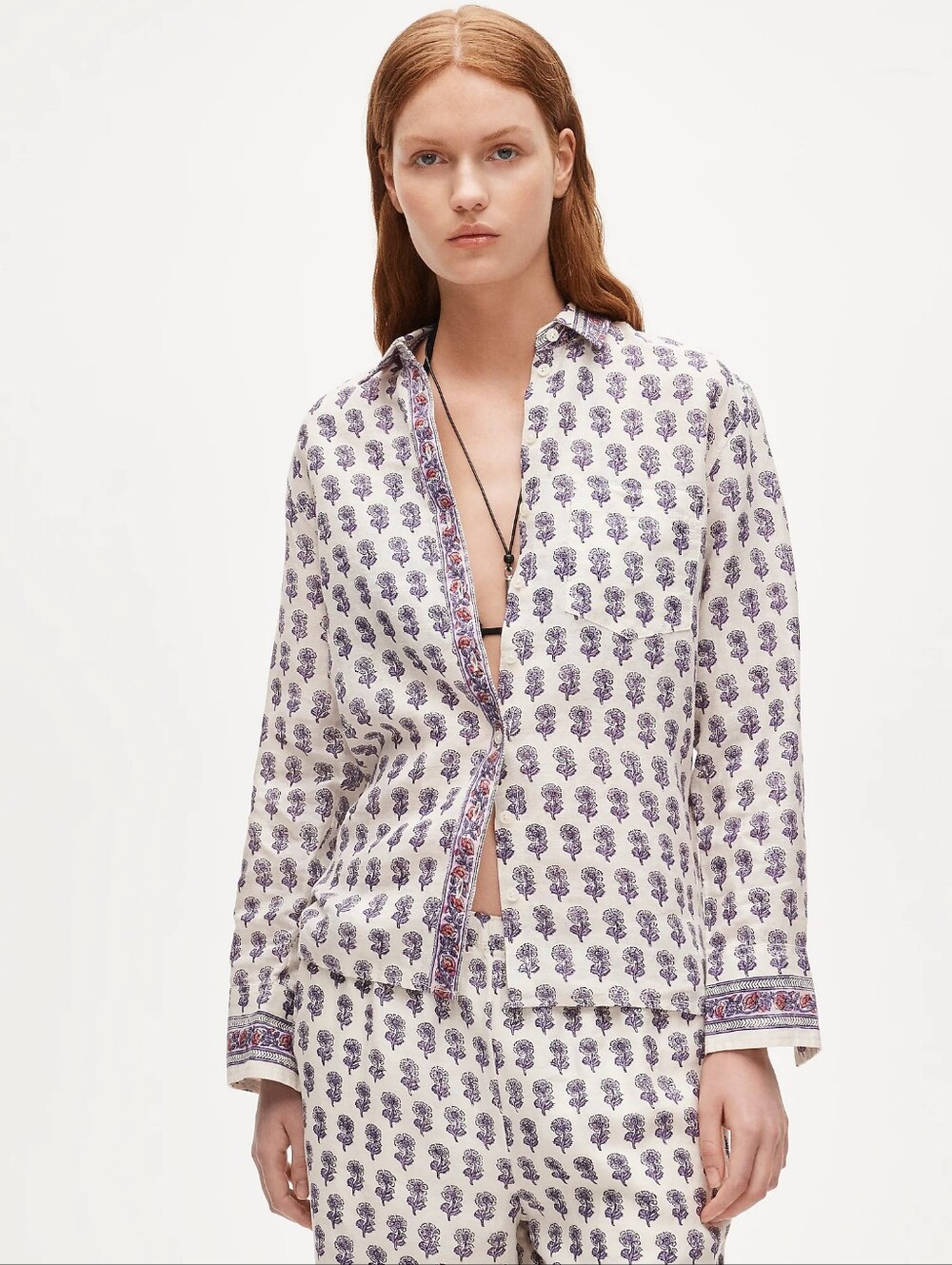 J.Crew Garcon Linen Shirt Lilac Block Print Boho Indian Floral NWT Size 8
